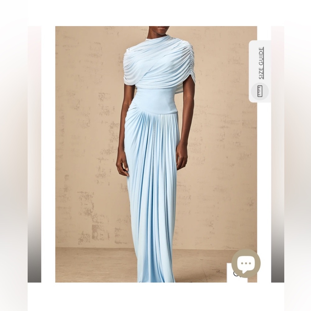 CATHERINE ASYMMETRICAL PLEATED MAXI DRESS IN BABY-BLUE - Miss Rosier